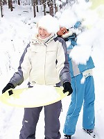 Two lesbians playing in the snow